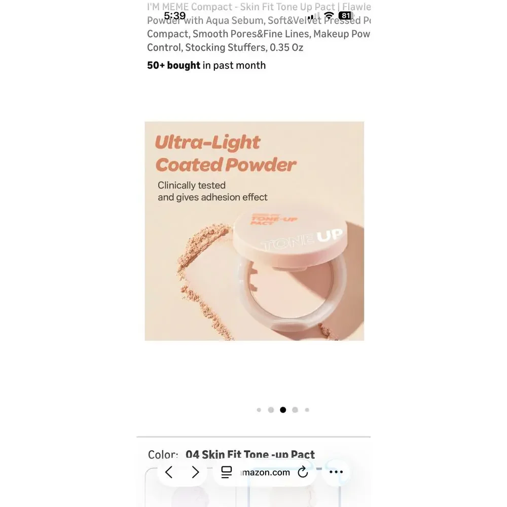 NEW! I'M MEME Compact Skin Fit Tone Up Pact Flawless Finish Powder w/ Aqua Sebum